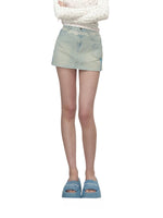 Light Blue Lace Panel Skirt