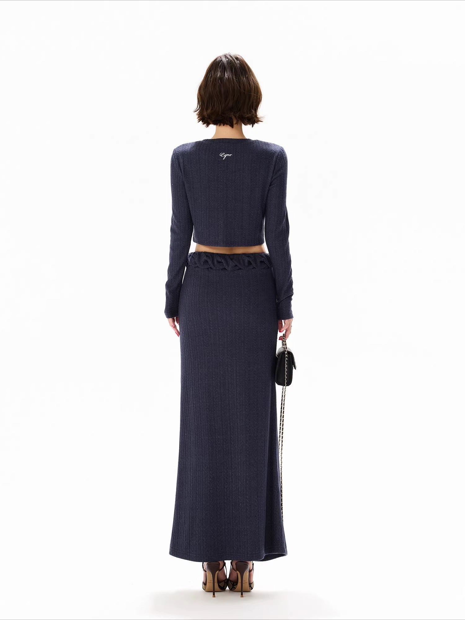 Navy Lace Layered Knit Set