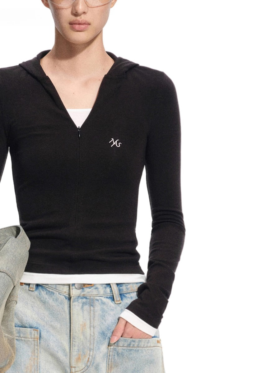 Tencel Wool Layered Long-Sleeve Tee