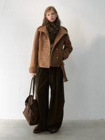 Fur-Collar Belted Wool Bouclé Coat
