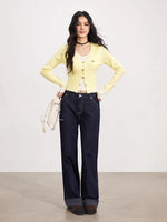 V-Neck Fake Two-piece Knit Top