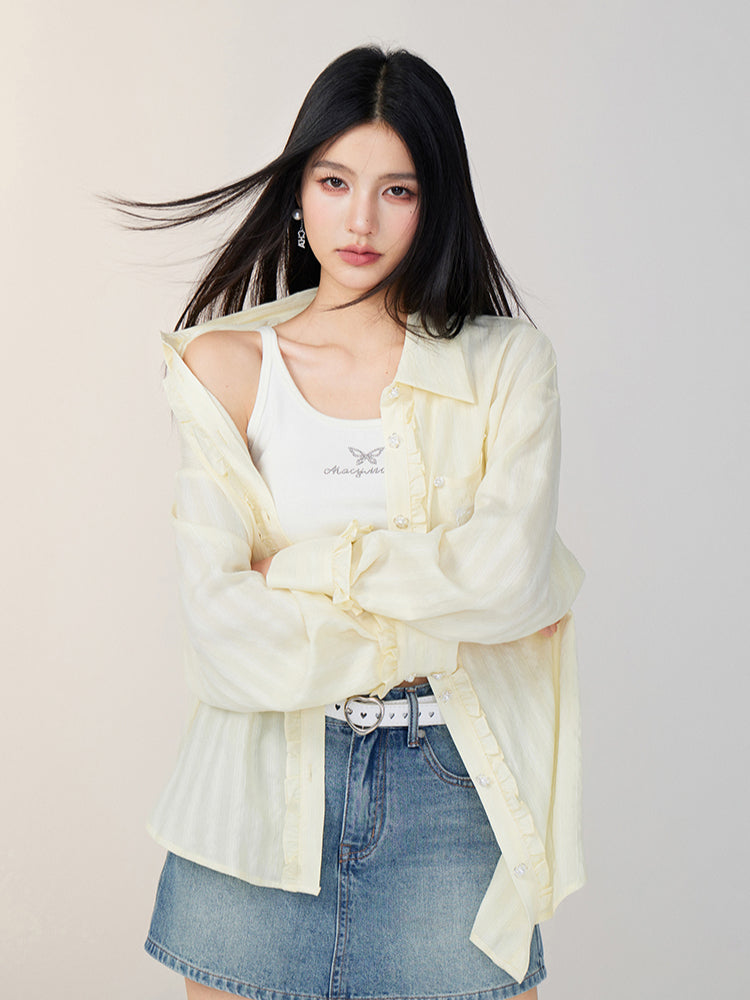Lace-Trimmed Floral Shirt