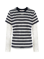 Linen Stripe Lace Top