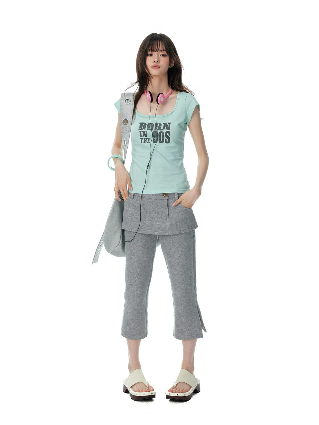 Korean Mint Graphic Slim T Shirt