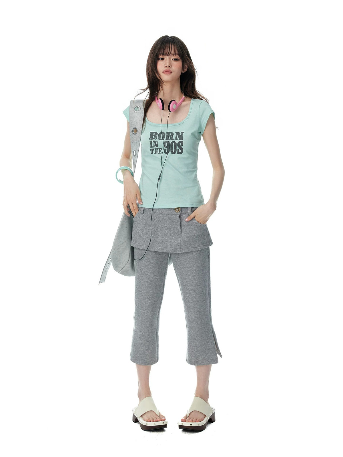 Korean Mint Graphic Slim T Shirt