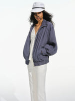 Lyocell Stand Collar Cocoon Jacket