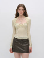 Vintage Bow PU Leather Skirt