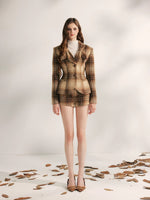 Vintage Shoulder-Pad Waist-Cinching Blazer & Shorts Set