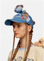 Plaid Patch  Denim Cap