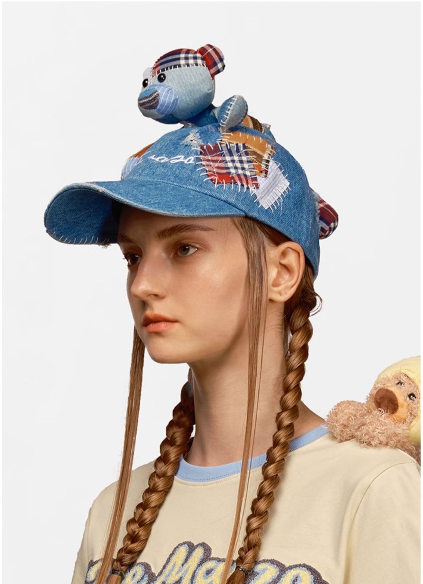 Plaid Patch  Denim Cap