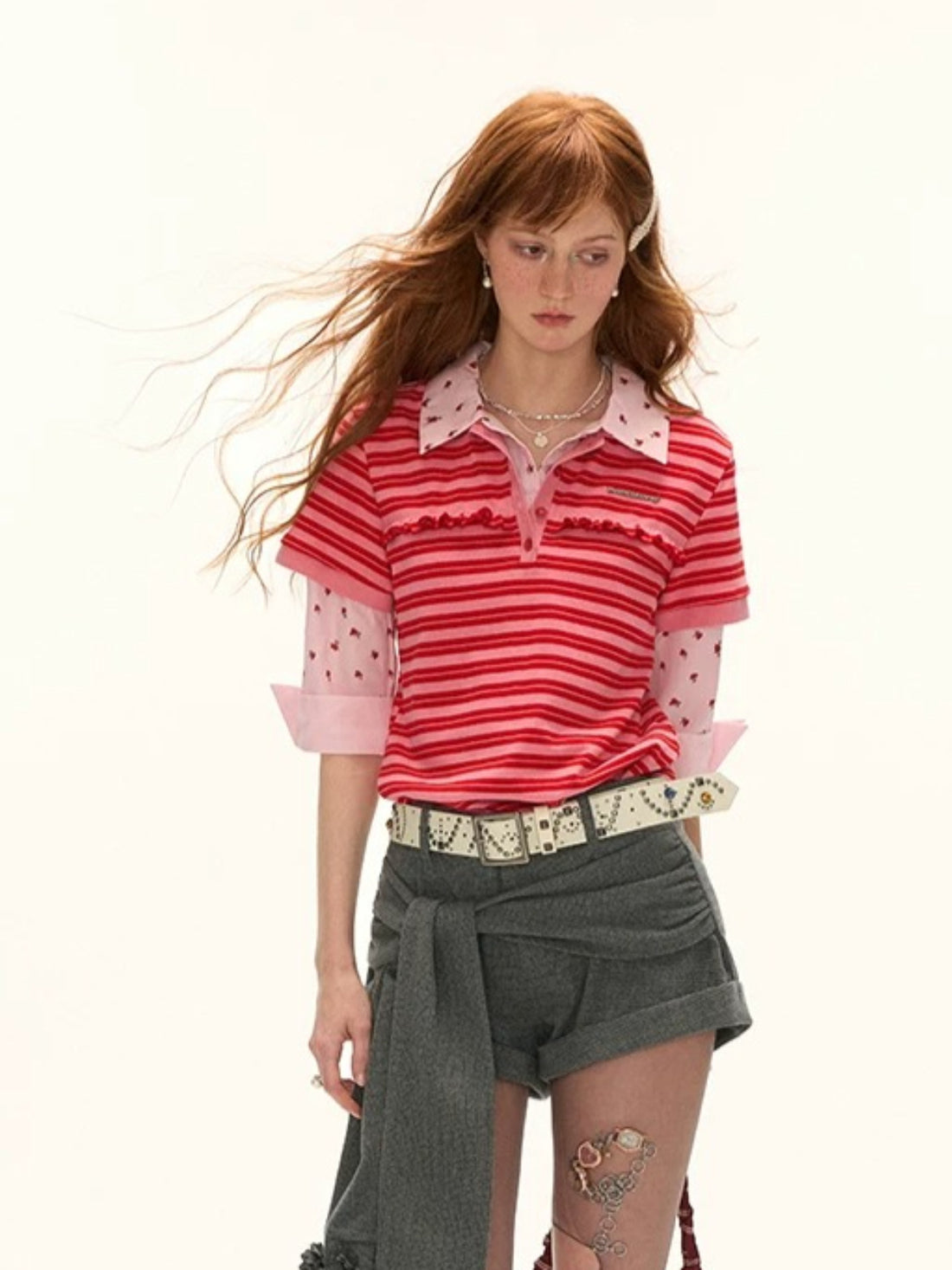Asymmetric Tie Gray Mini Shorts