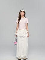 Floral Drawstring Pocket Multi-Layered Cake Skirt