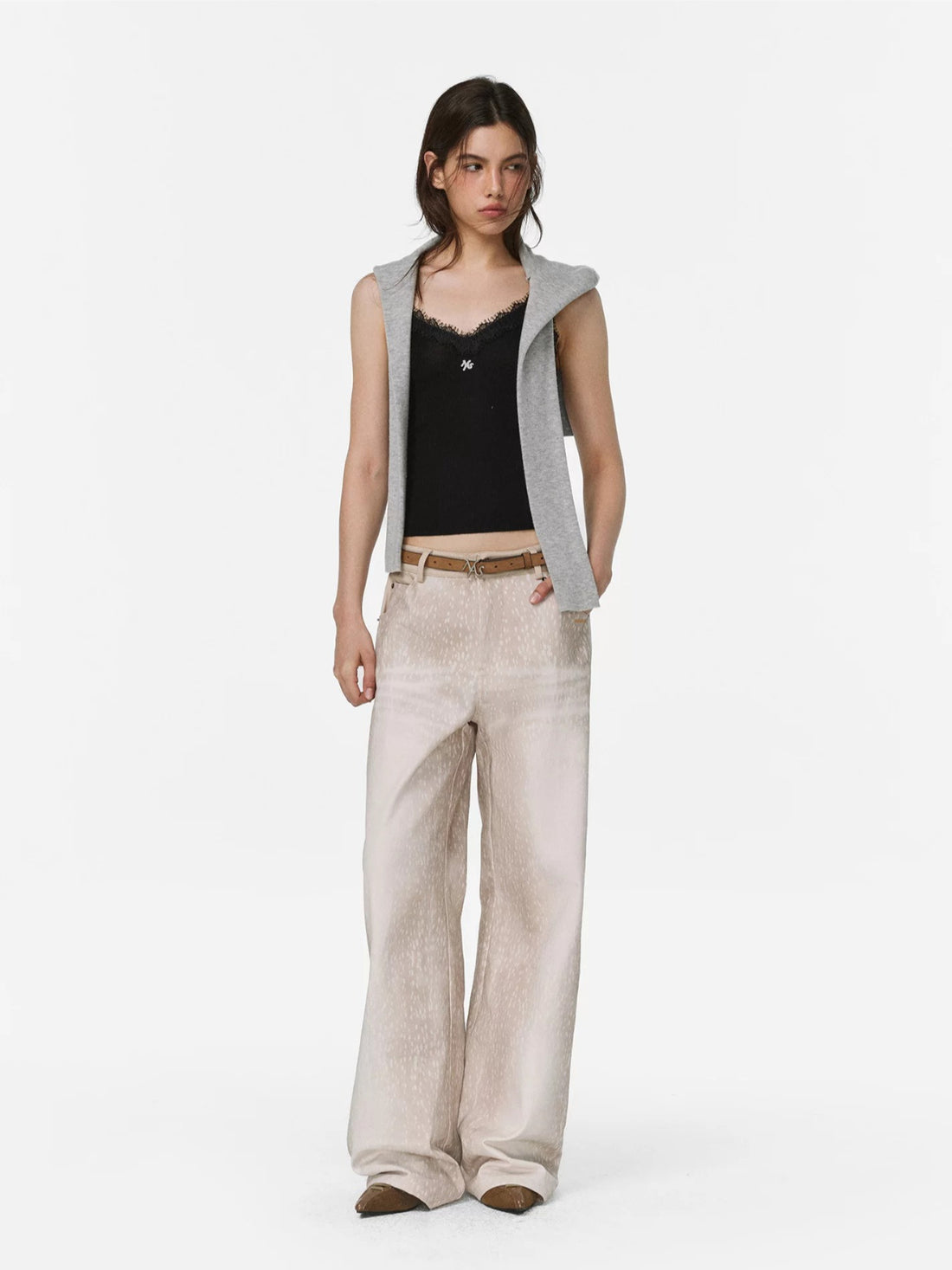 Deer Print Straight Leg Pants