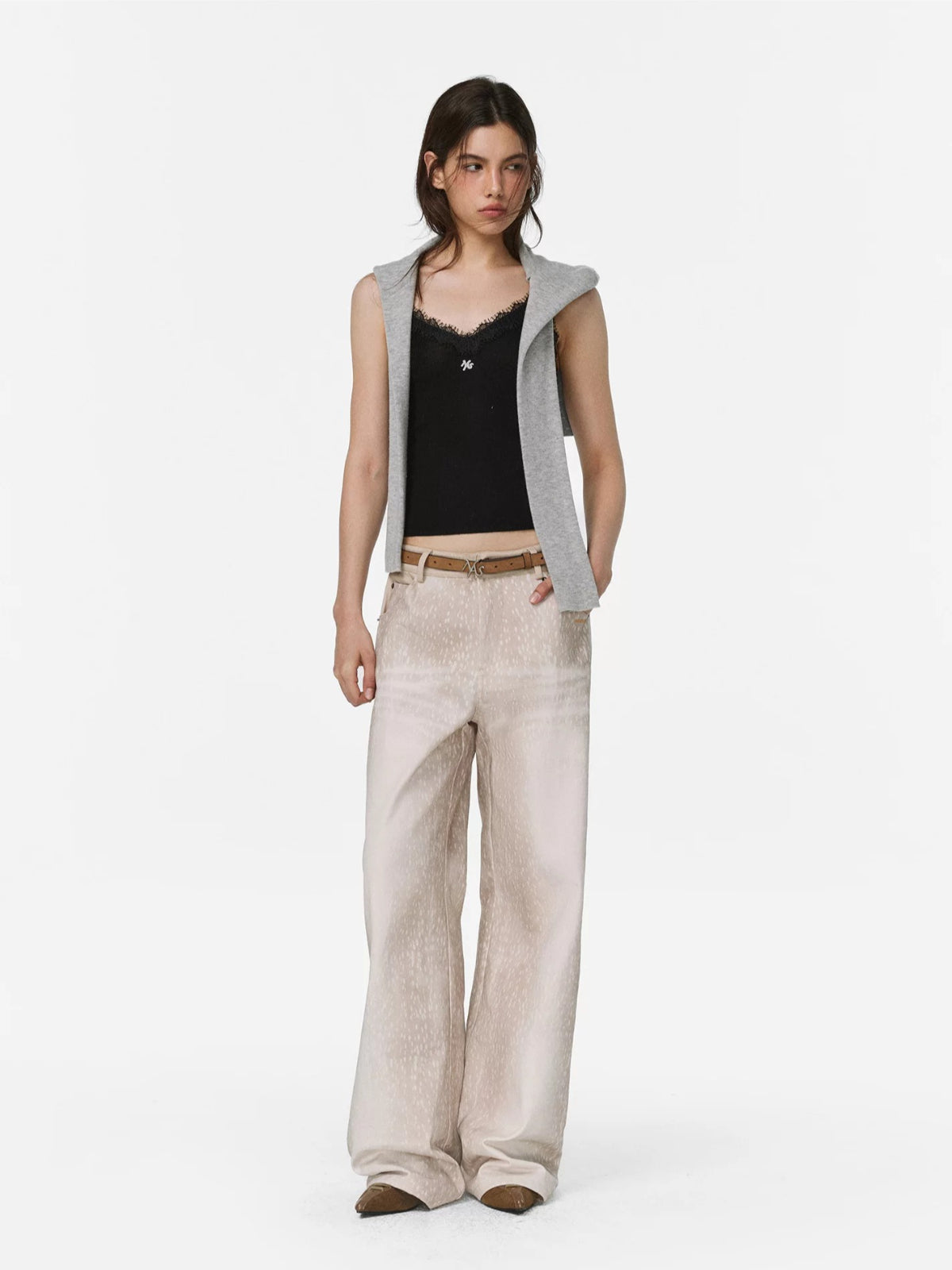 Deer Print Straight Leg Pants