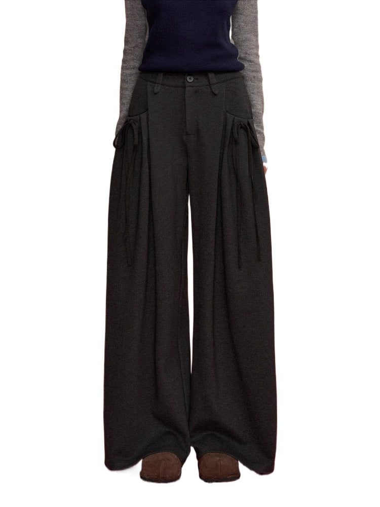 Pleated Bow Wool Pants