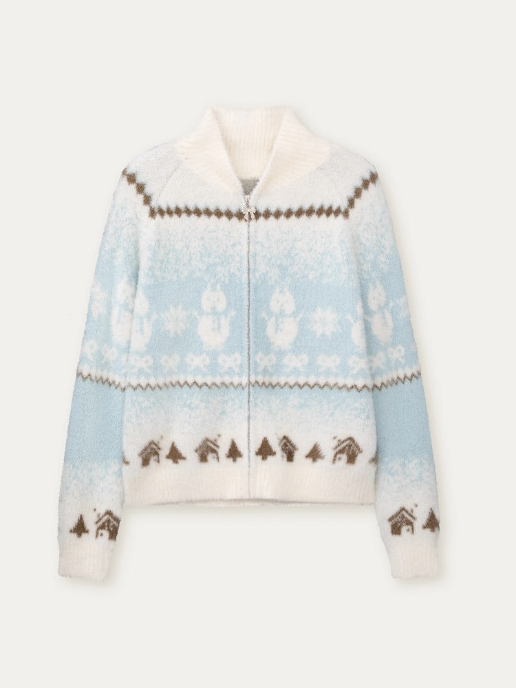 "Snowfall Minka" Fair Isle Mink Knit Sweater &amp; Skirt Set