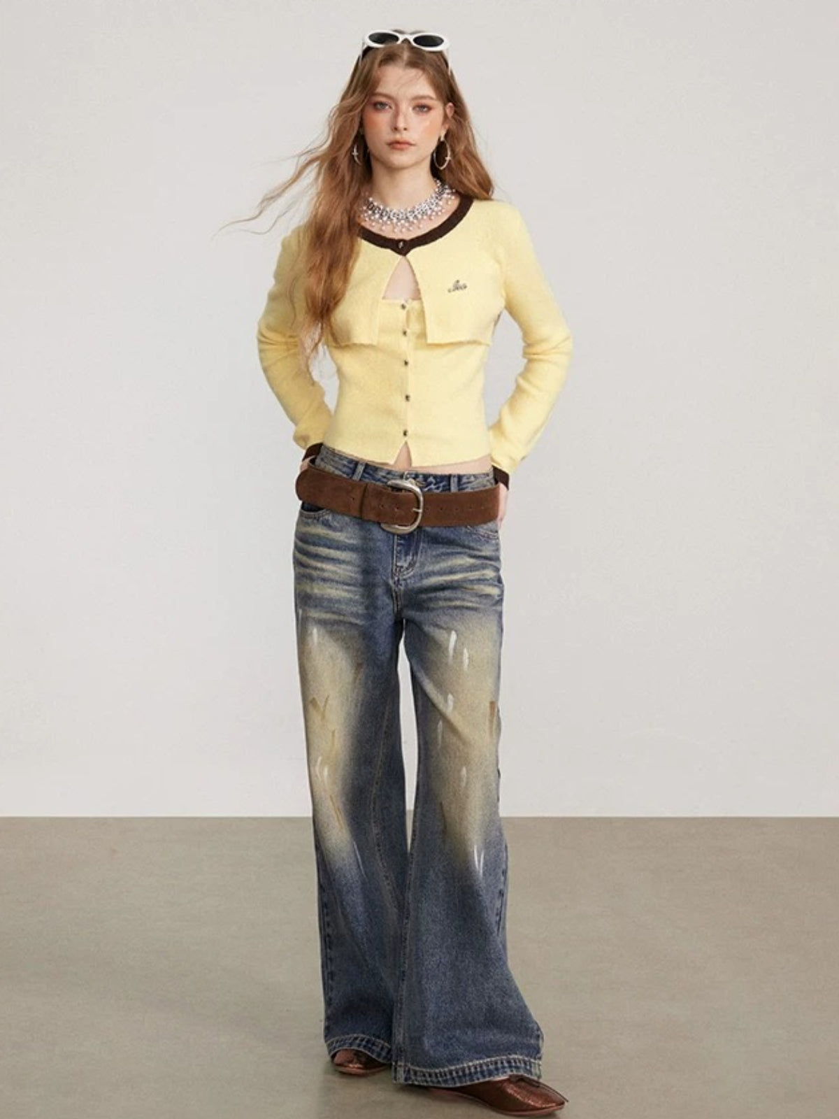 Layered Faux Two-Piece Knit Sweater