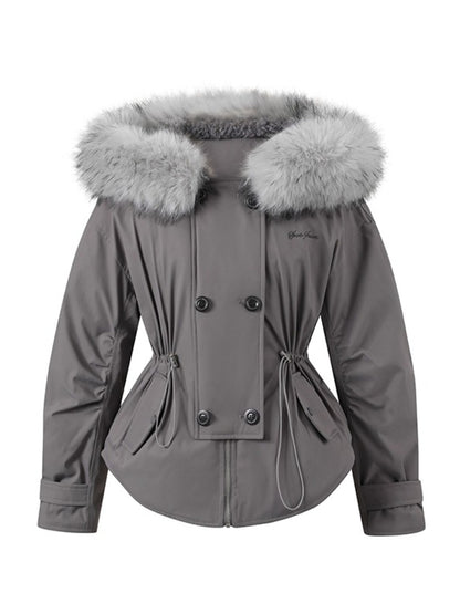 Faux Fur Collar Double-Breasted Down Parka
