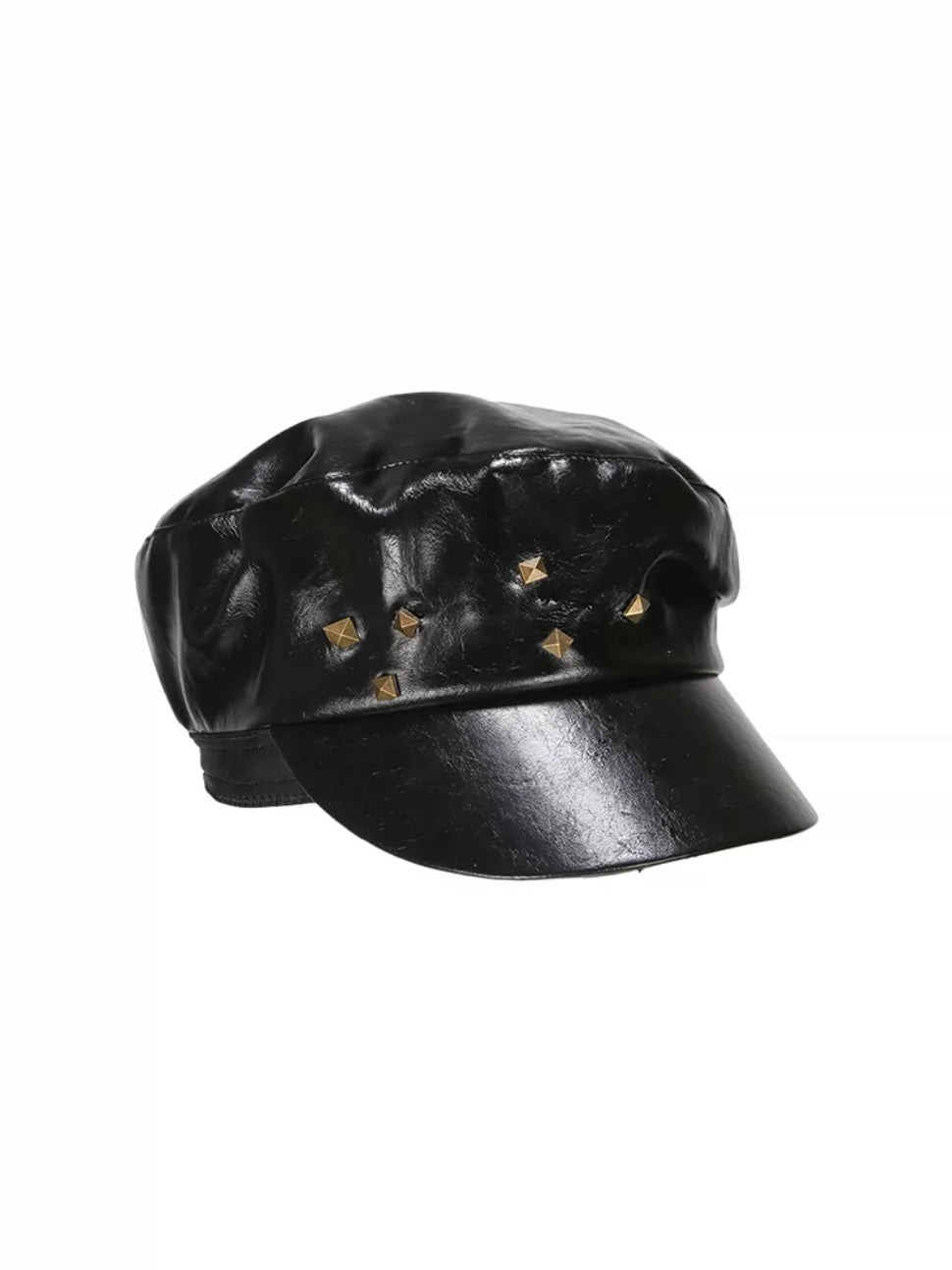 Studded Leather Beret Cap
