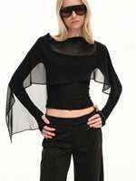 Draped Collar Knit Top
