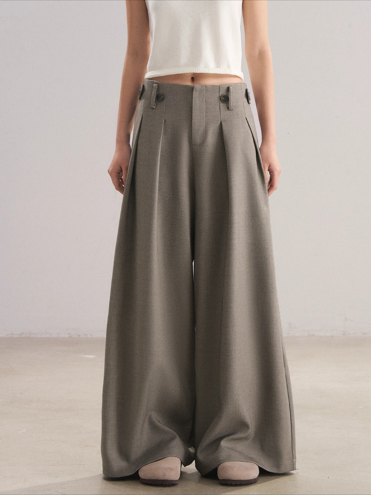 Pleated Wide-Leg Trousers