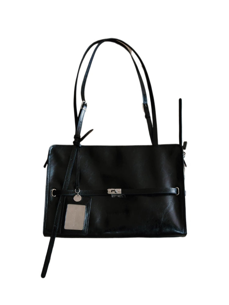 Black Microfiber Leather Water-Repellent Crossbody Bag