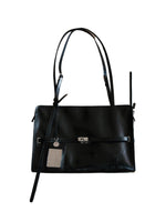 Black Microfiber Leather Water-Repellent Crossbody Bag