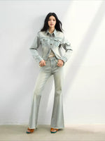 Studded Raw-Hem Flared Jeans