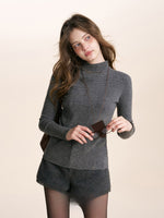 Ribbed Turtleneck Knit Top