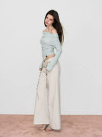 Off-Shoulder Long Sleeve Knit Tee