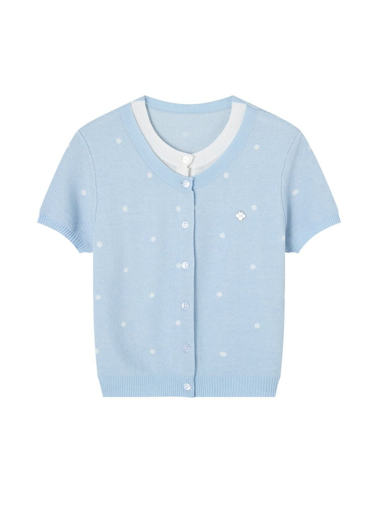 Polka Dot Layered Knit Tee