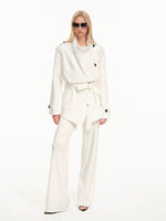 Draped Collar Belted Trench Coat
