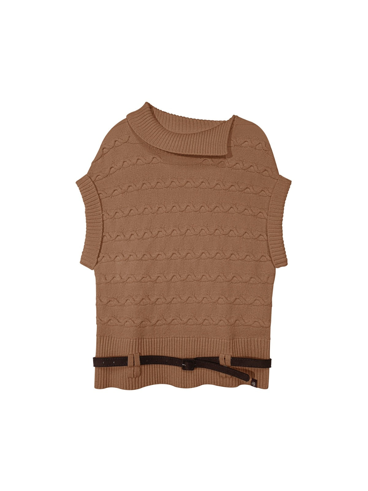 Belted Collared Wool Blend Vest