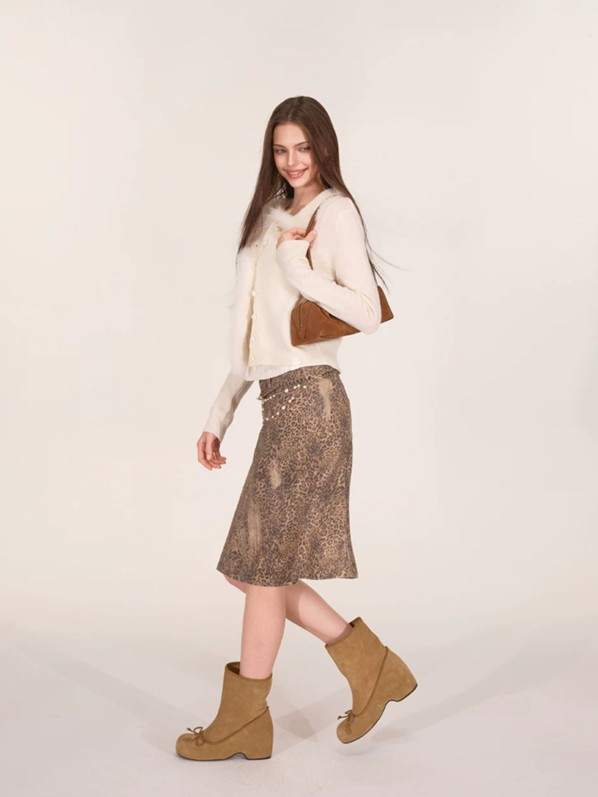 Fox Fur Trim Wool Cardigan