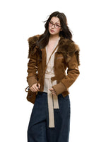 Fur Collar Suede Jacket