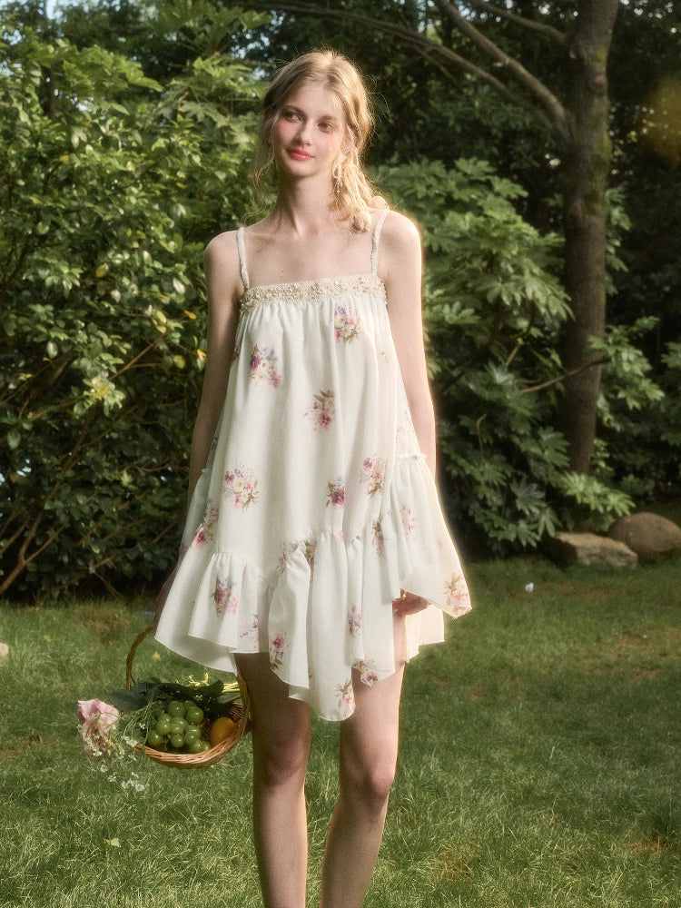 Irregular Lace Puff Dress