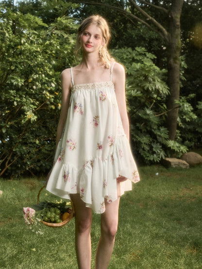 Irregular Lace Puff Dress
