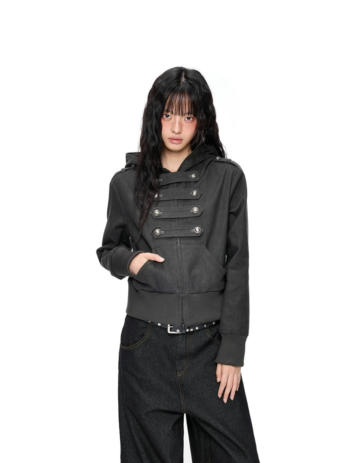 Hooded Double-Breasted Jacket
