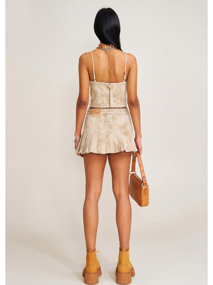 Vintage Storm Fade Dye Long Camisole Fading Desert