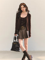 Lettuce-Edge Cardigan & Camisole Set