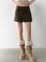 High-Waisted Wool Blend Shorts