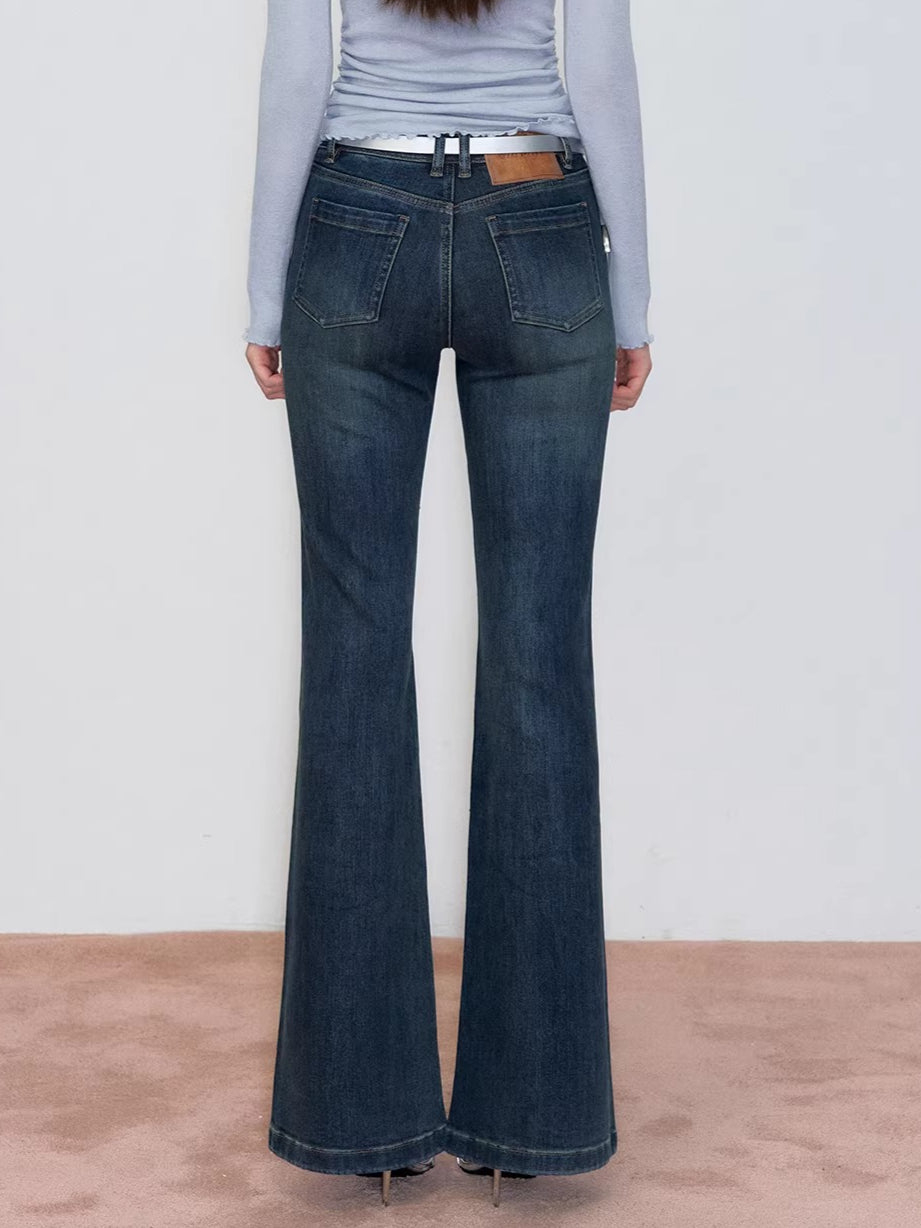 Embroidered Rhinestones Flared Jeans
