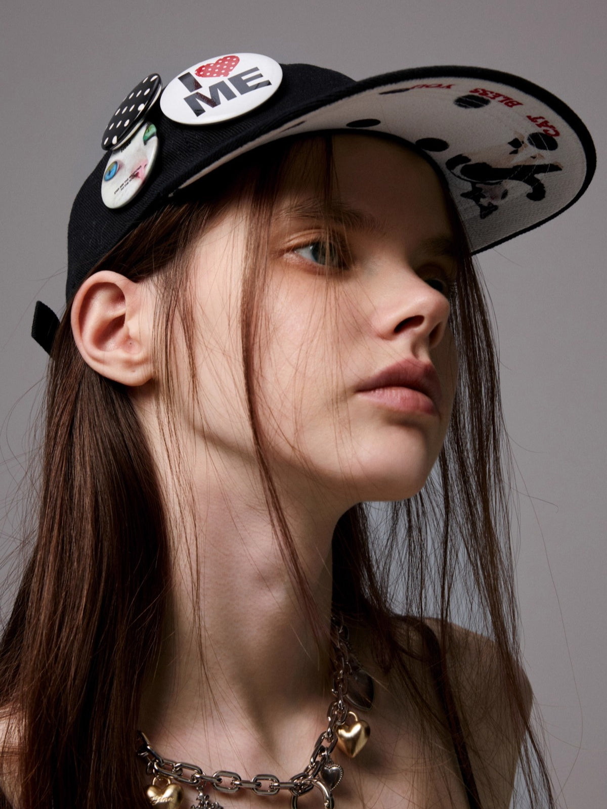 Badge Polka Dot Canvas Baseball Cap