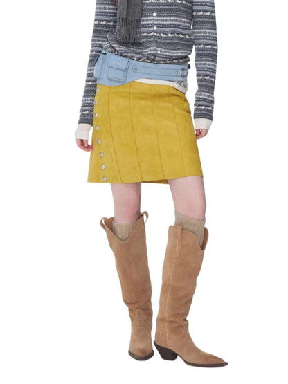 Suede Studded A-Line Skirt