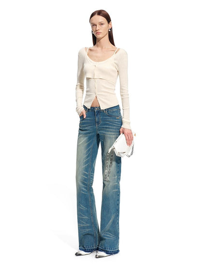 &quot;Savanna Series&quot; Plains Washed Denim Straight-Leg Jeans
