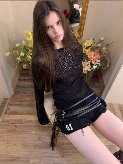 Mohair Sequin Sheer Top