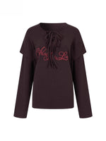 Purple Embroidered 2-in-1 Long Sleeve T-shirt