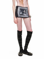 Framed Dog Satin Mini Skirt