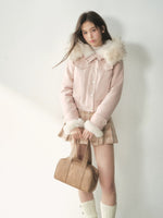 Embroidered Faux Suede Hooded Jacket