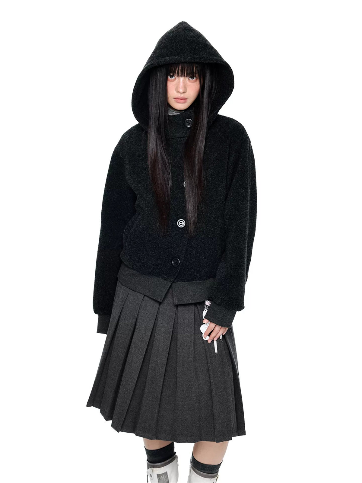 Hooded Button Jacket